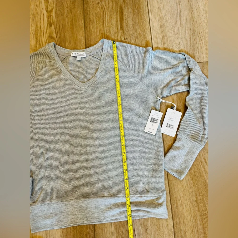 PJ Salvage Long Sleeve Ribbed Pajama Top